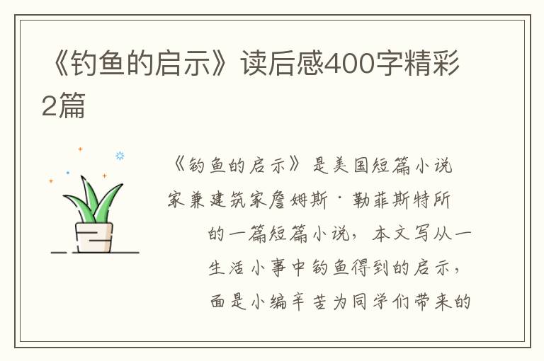《钓鱼的启示》读后感400字精彩2篇