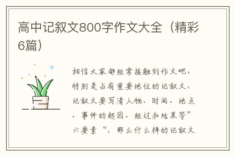 高中记叙文800字作文大全（精彩6篇）