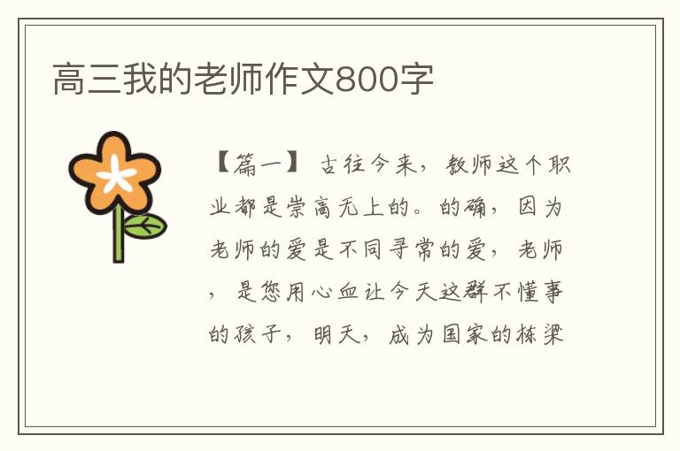 高三我的老师作文800字