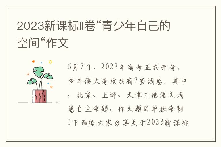 2023新课标II卷“青少年自己的空间“作文