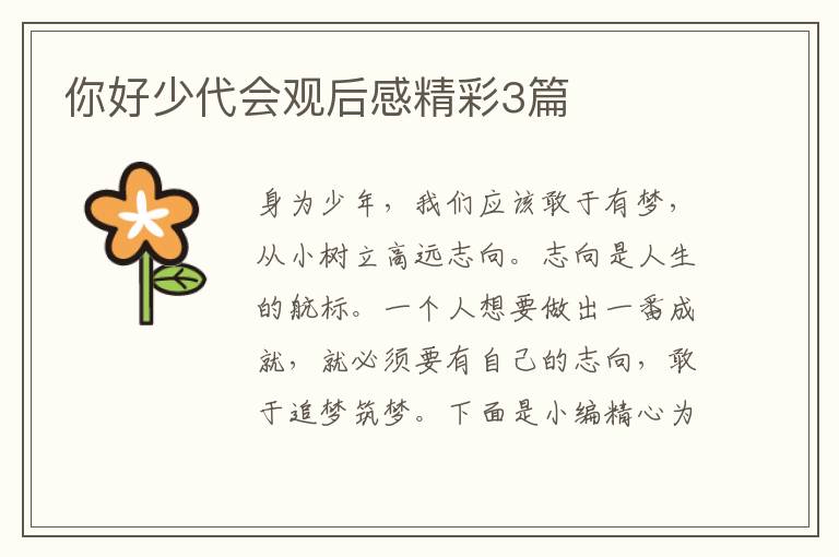 你好少代会观后感精彩3篇