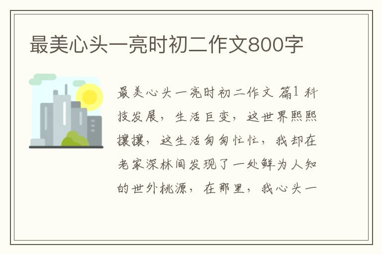 最美心头一亮时初二作文800字