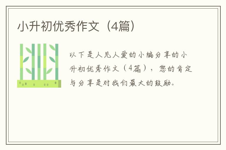 小升初优秀作文（4篇）