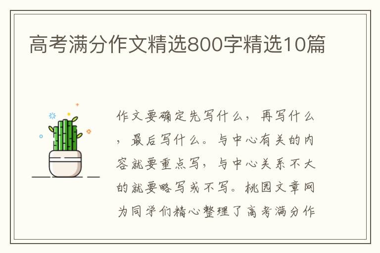 高考满分作文精选800字精选10篇