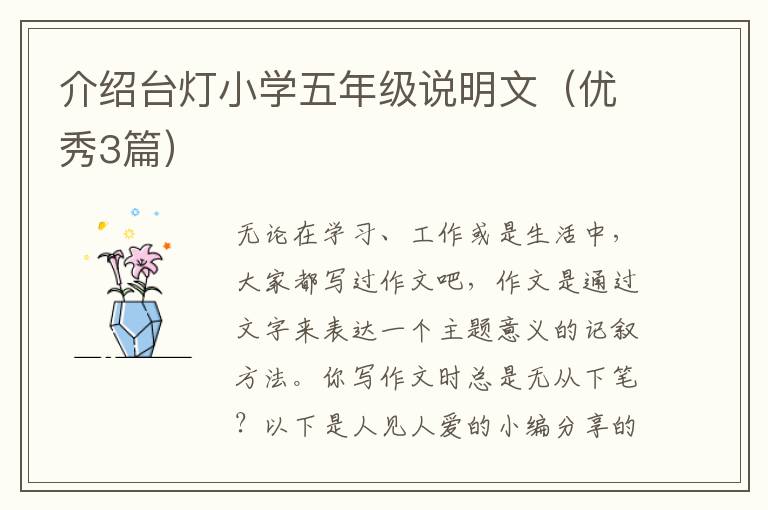 介绍台灯小学五年级说明文（优秀3篇）