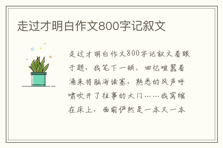 走过才明白作文800字记叙文