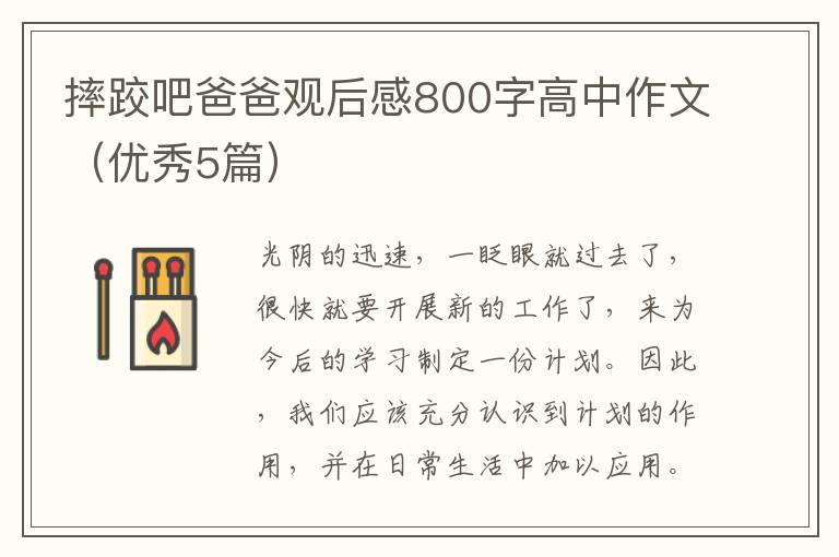 摔跤吧爸爸观后感800字高中作文（优秀5篇）