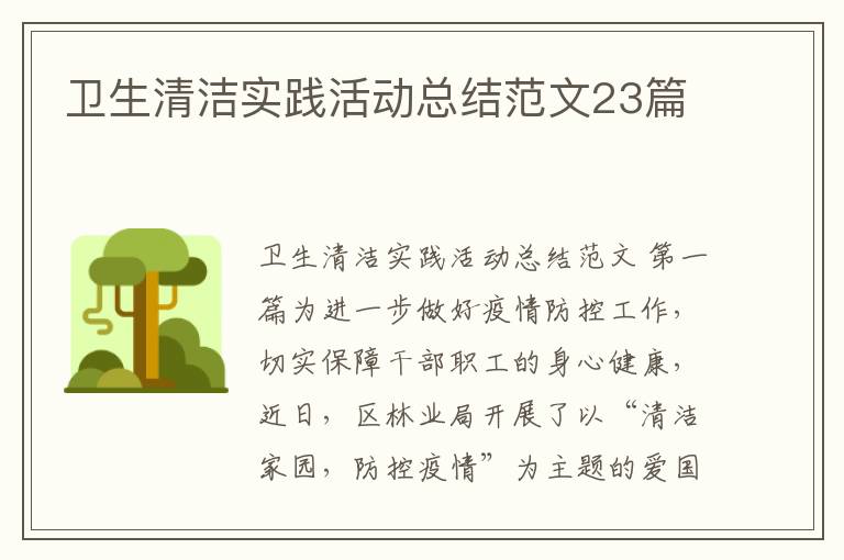 卫生清洁实践活动总结范文23篇