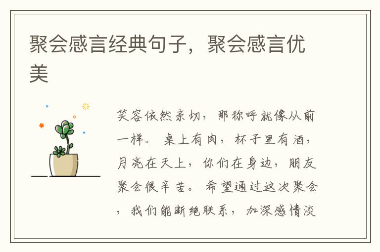 聚会感言经典句子，聚会感言优美