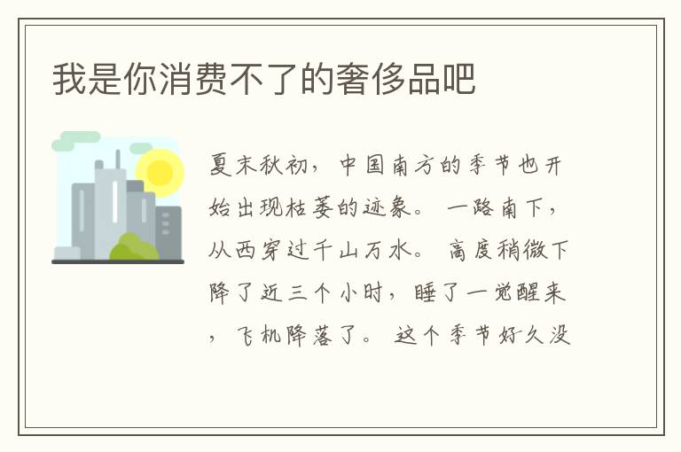 我是你消费不了的奢侈品吧