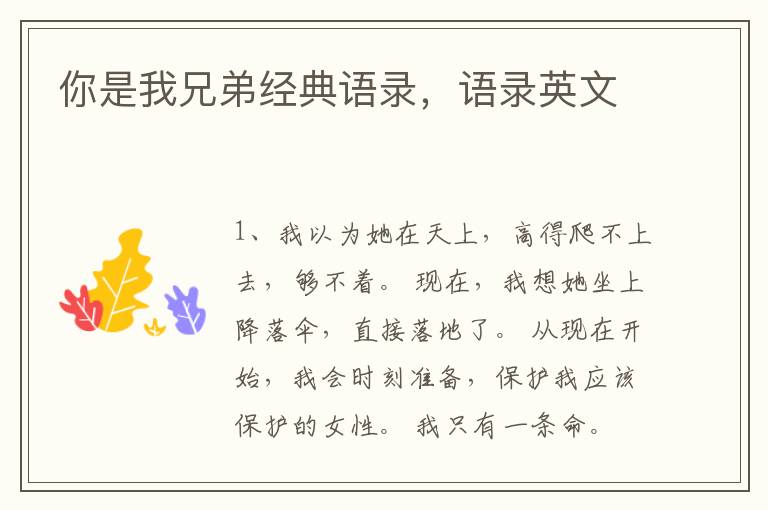 你是我兄弟经典语录，语录英文