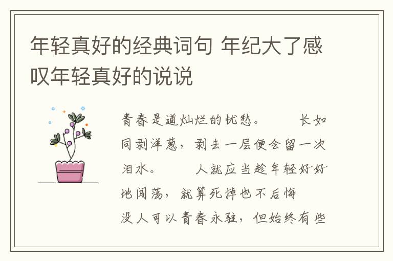 年轻真好的经典词句 年纪大了感叹年轻真好的说说