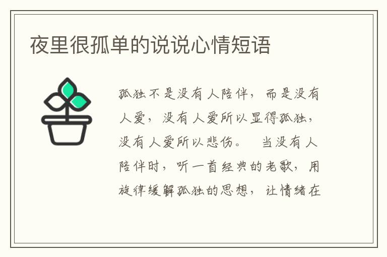 夜里很孤单的说说心情短语