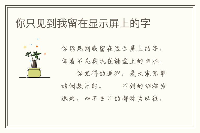 你只见到我留在显示屏上的字