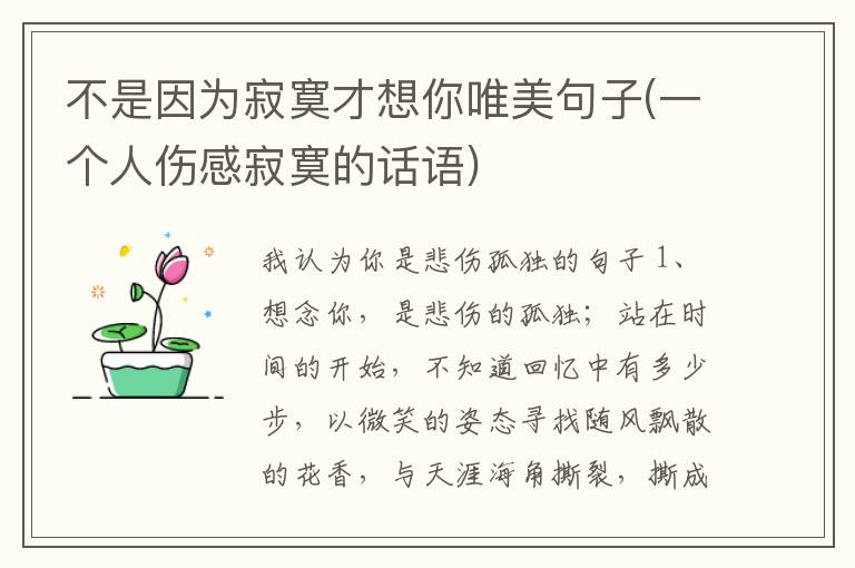 不是因为寂寞才想你唯美句子(一个人伤感寂寞的话语)