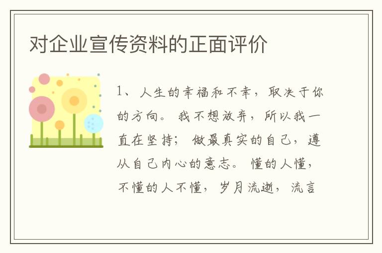 对企业宣传资料的正面评价
