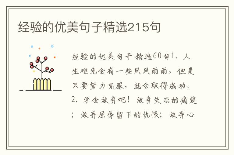 经验的优美句子精选215句