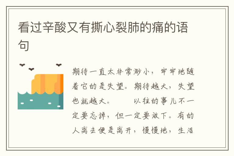 看过辛酸又有撕心裂肺的痛的语句