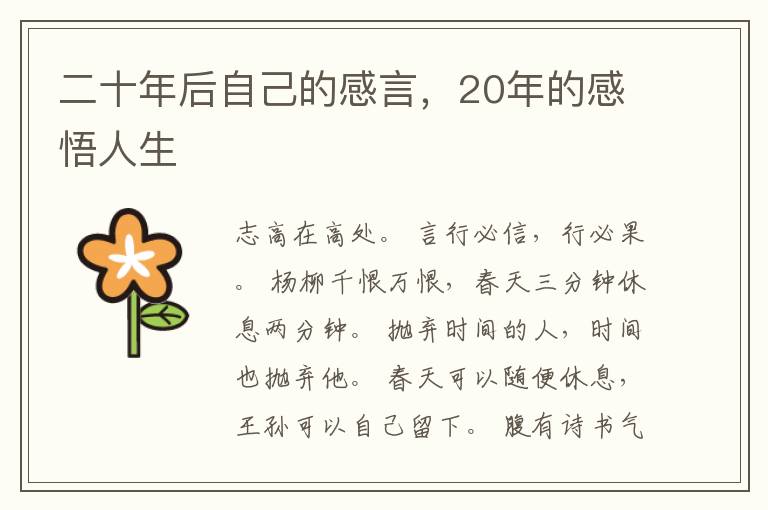 二十年后自己的感言，20年的感悟人生