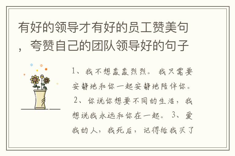 有好的领导才有好的员工赞美句，夸赞自己的团队领导好的句子