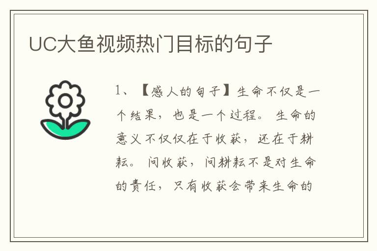 UC大鱼视频热门目标的句子