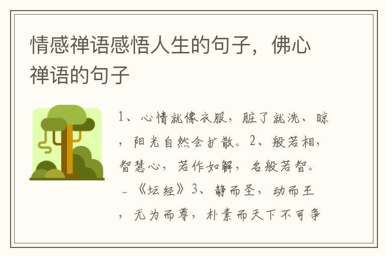 情感禅语感悟人生的句子，佛心禅语的句子
