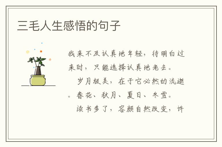 三毛人生感悟的句子