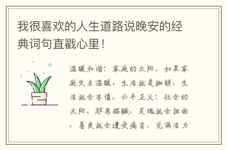 我很喜欢的人生道路说晚安的经典词句直戳心里！
