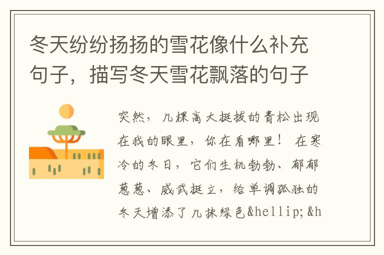 冬天纷纷扬扬的雪花像什么补充句子，描写冬天雪花飘落的句子