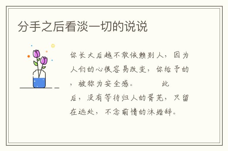 分手之后看淡一切的说说