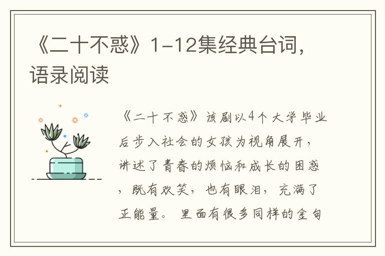 《二十不惑》1-12集经典台词，语录阅读