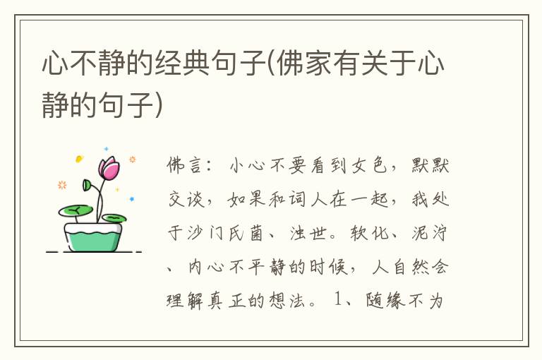 心不静的经典句子(佛家有关于心静的句子)