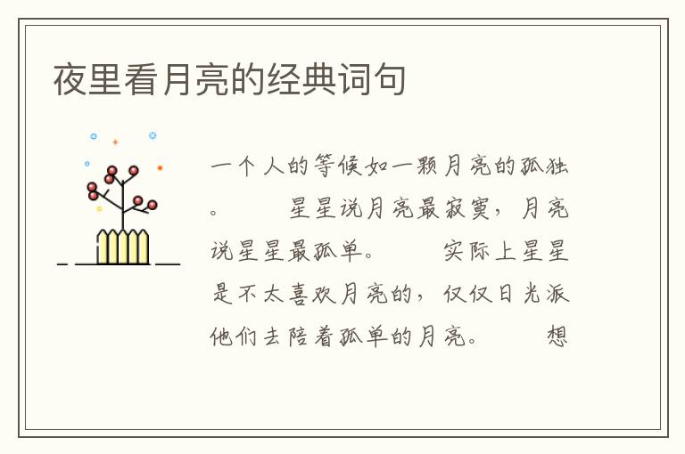夜里看月亮的经典词句
