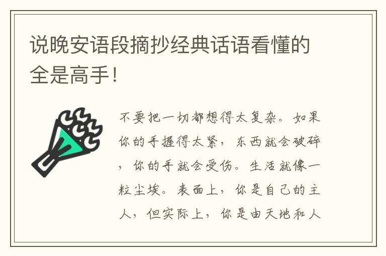 说晚安语段摘抄经典话语看懂的全是高手！