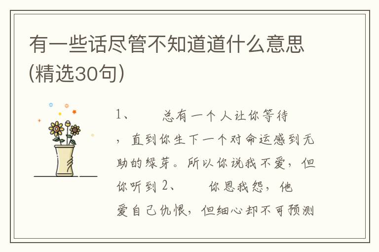 有一些话尽管不知道道什么意思(精选30句)