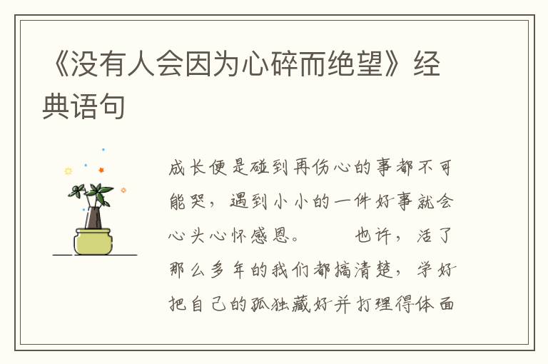 《没有人会因为心碎而绝望》经典语句