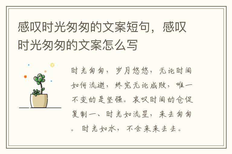 感叹时光匆匆的文案短句，感叹时光匆