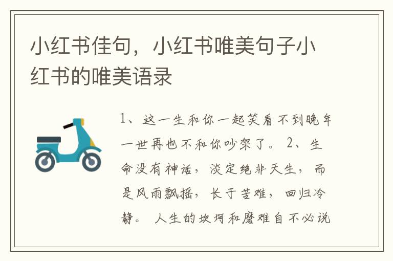 小红书佳句，小红书唯美句子小红书的唯美语录