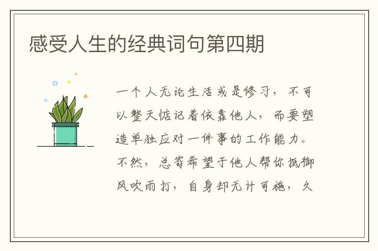感受人生的经典词句第四期