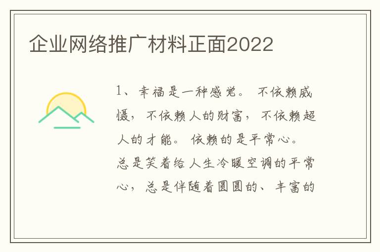 企业网络推广材料正面2022