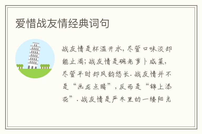 爱惜战友情经典词句