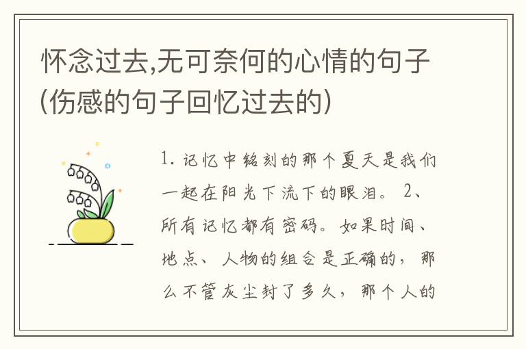怀念过去,无可奈何的心情的句子(伤感的句子回忆过去的)