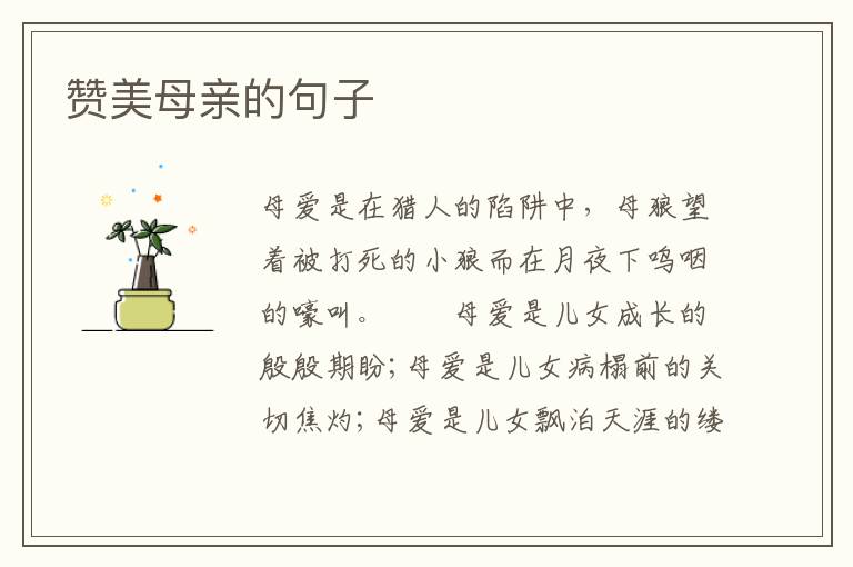 赞美母亲的句子