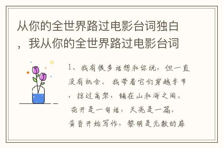 从你的全世界路过电影台词独白，我从你的全世界路过电影台词