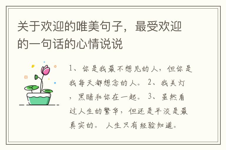 关于欢迎的唯美句子，最受欢迎的一句