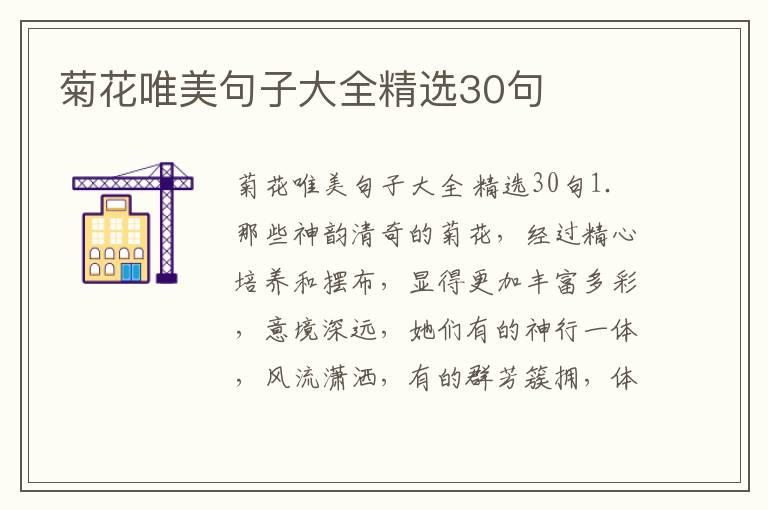 菊花唯美句子大全精选30句