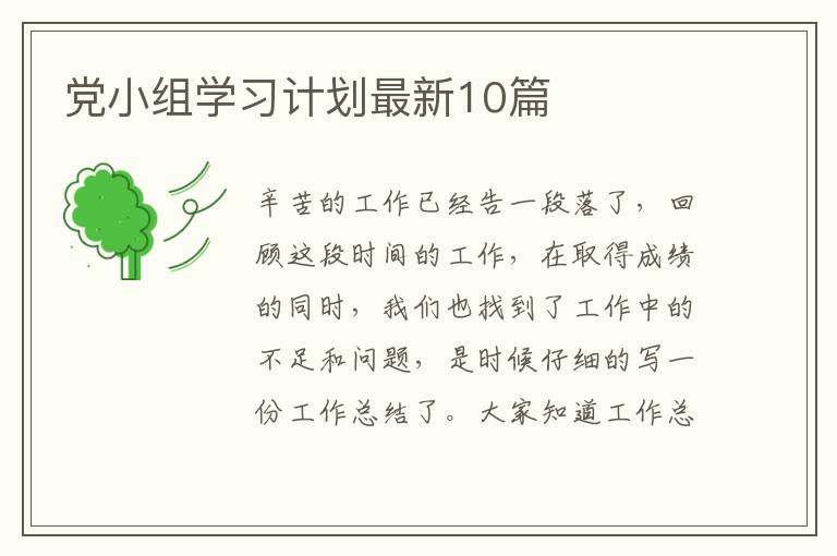 党小组学习计划最新10篇