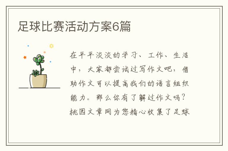 足球比赛活动方案6篇