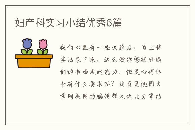 妇产科实习小结优秀6篇