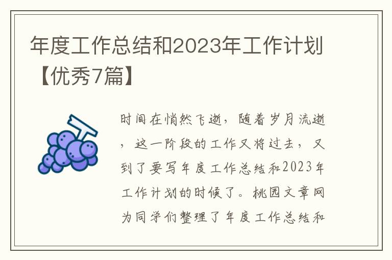 年度工作总结和2023年工作计划【优